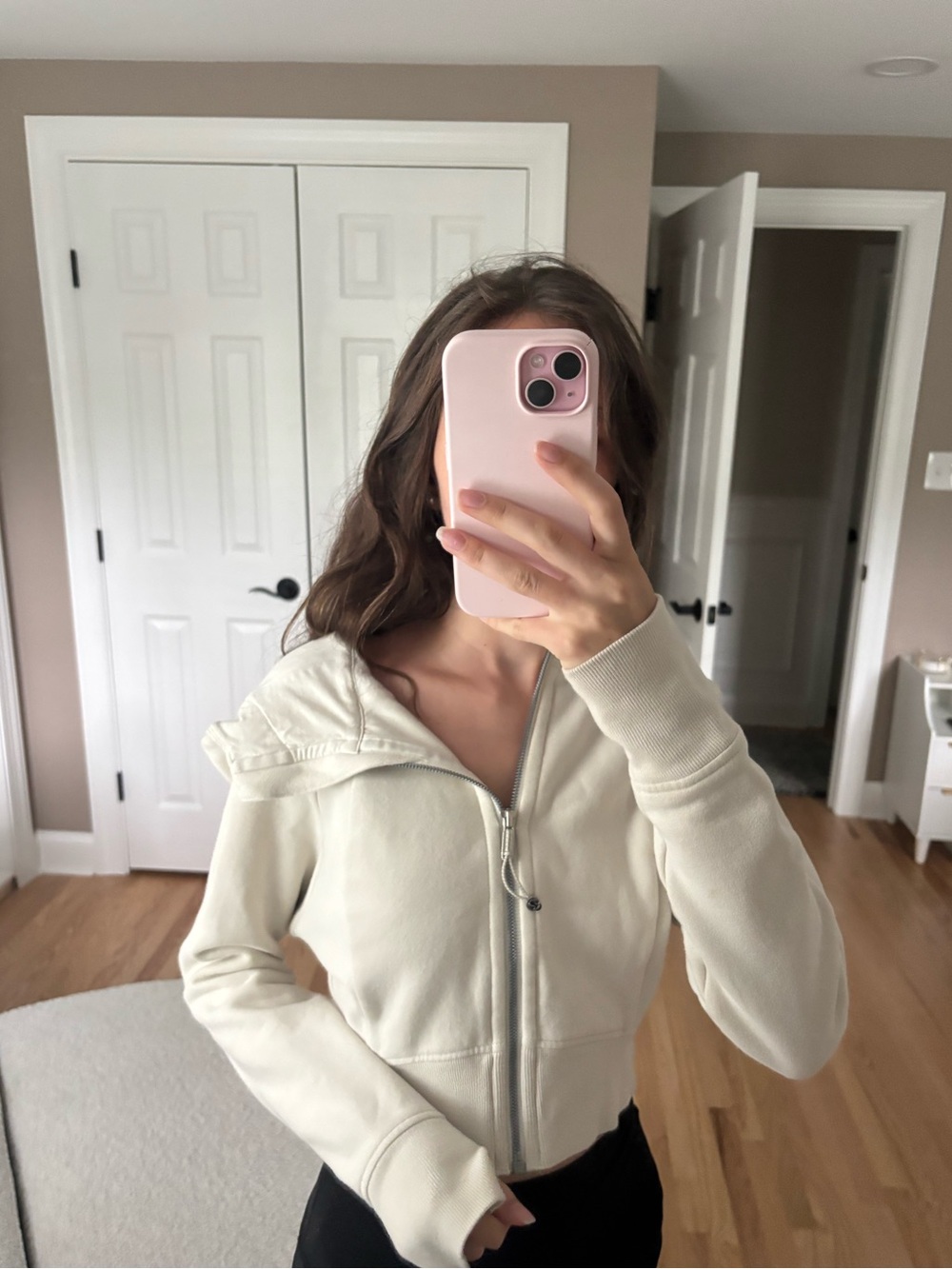 Lululemon Cropped Cream Zip-Up Hoodie